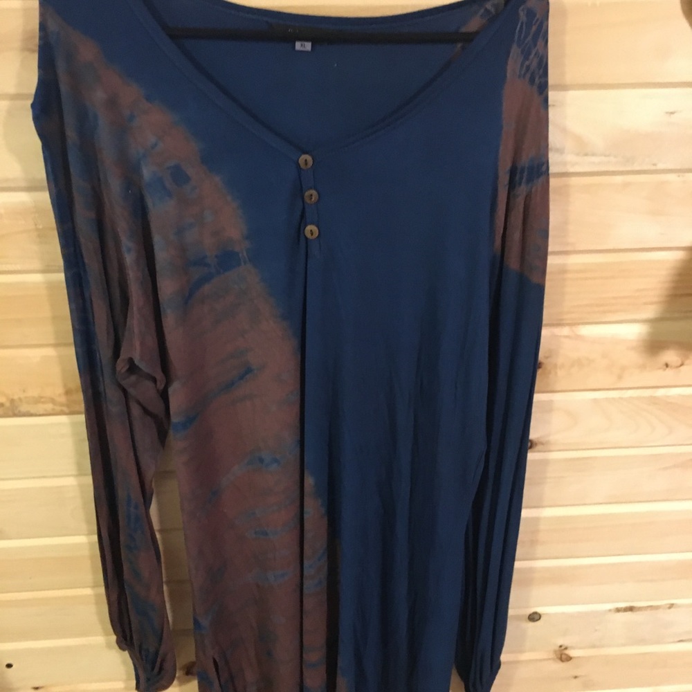 Tie Dye Tunic Long Sleeve Bleached Tee
